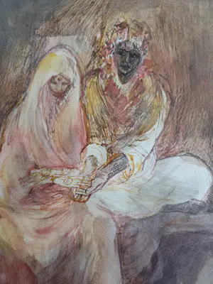 Cees Bantzinger - Echtpaar. Gemengde techniek. Noord Afrika? kopen? Bied vanaf 149!