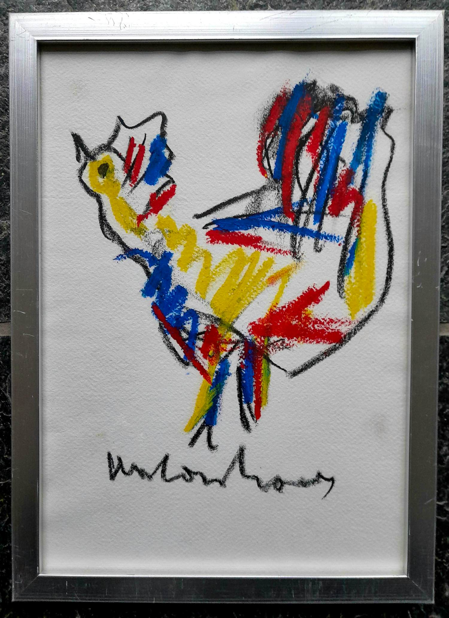 Anton Heyboer - Kip - Krijttekening - 1995 - 32 x 23 cm - ingelijst kopen? Bied vanaf 125!