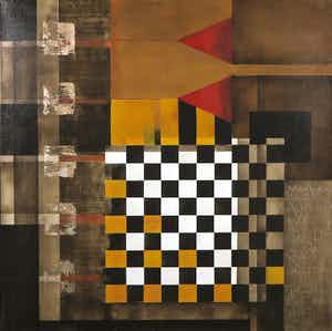 Marie Louise Houweling-Oudkerk - Acryl op doek, Carre II (Groot) verkocht voor € 1!
