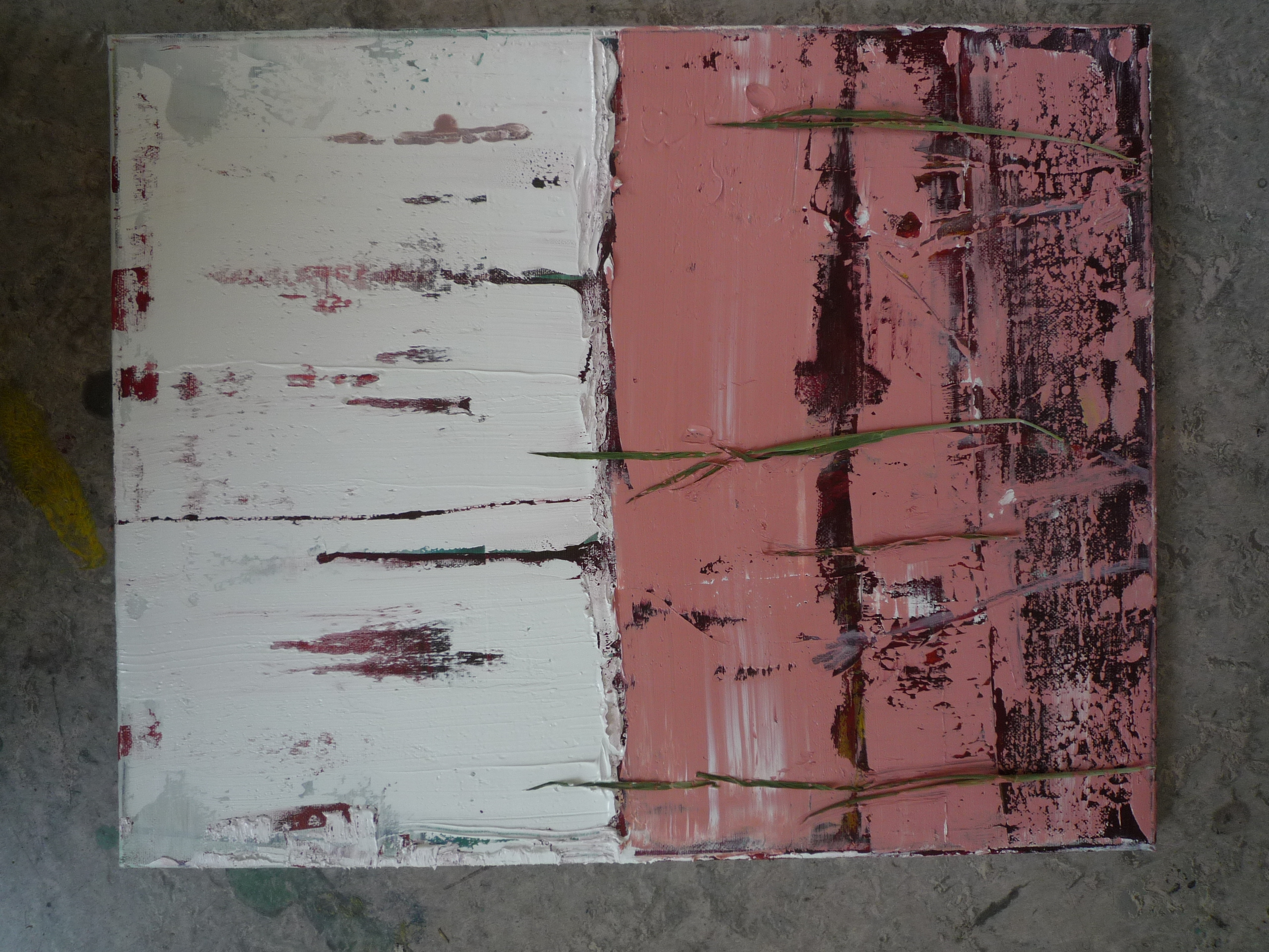 Irene van den Bos - Abstract in pink and white kopen? Bied vanaf 50!