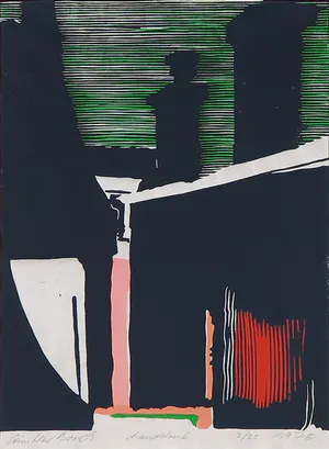 Gunther Borst - Linosnede, Avond in het poortje kopen? Bied vanaf 1!