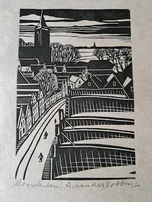 Andre van der Vossen - 4 houtsnede grafiek kopen? Bied vanaf 125!