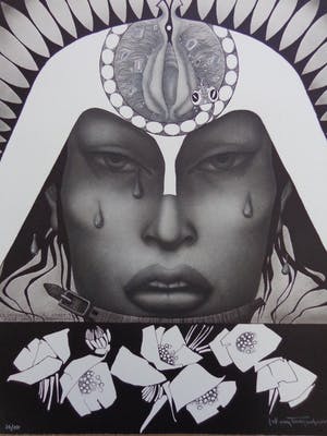 Jef van Tuerenhout - KONINGIN / ZW-W ZEEFDRUK / 65x50cm / SIG kopen? Bied vanaf 70!