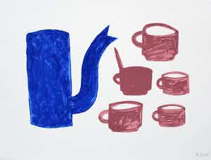 Klaas Gubbels - Zeefdruk: kan met kopjes - 2005 verkocht voor € 275!