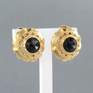 14k geel gouden oorclips bezet met granaat - 5.1 gram kopen? Bied vanaf 500!