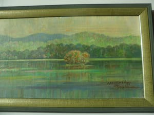 Omar Basalmah - Panorama rond Telaga Patengan, olieverf op doek kopen? Bied vanaf 40!