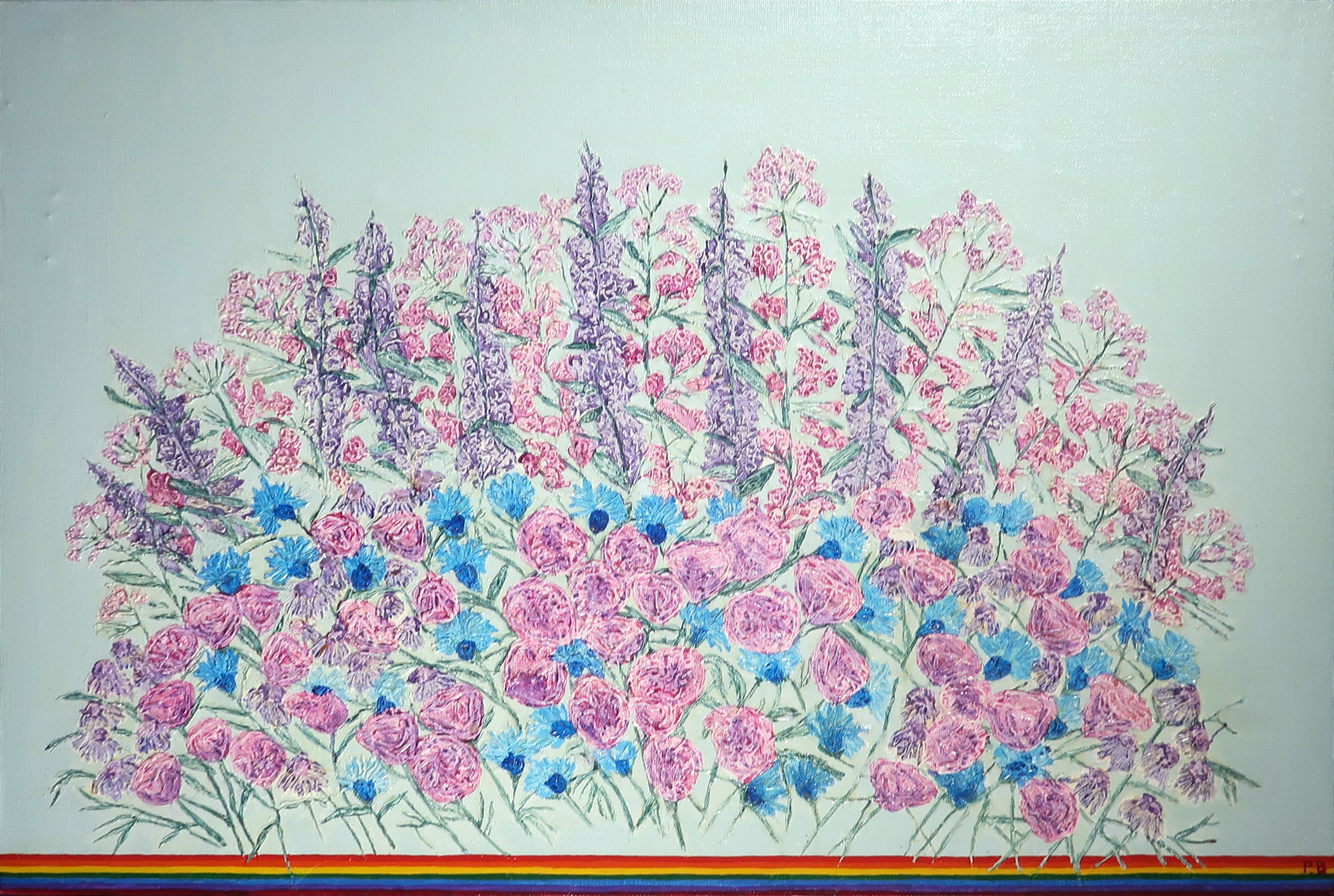 Niet of onleesbaar gesigneerd - Acryl op doek op board, Veldbloemen (Groot) kopen? Bied vanaf 1!