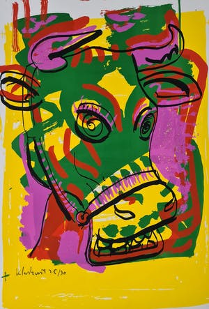 Peter Klashorst - lot van 2 cows - gesingeerd - 28/30 ex. kopen? Bied vanaf 1!