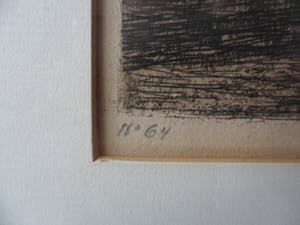 Niet of onleesbaar gesigneerd - Ets, met afgemeerde zeilschepen kopen? Bied vanaf 10!