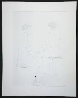 Emmy van den Blink - Stift op papier, Twee zittende figuren kopen? Bied vanaf 1!