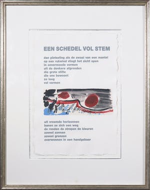 Corneille - en Bert Schierbeek - Zeefdruk en passage uit Een schedel vol stem - Ingelijst kopen? Bied vanaf 1!