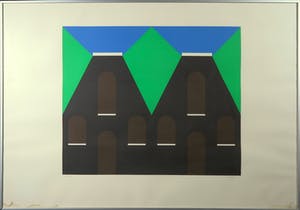 Niet of onleesbaar gesigneerd - Zeefdruk, Voorgevels - Ingelijst (Groot) kopen? Bied vanaf 1!