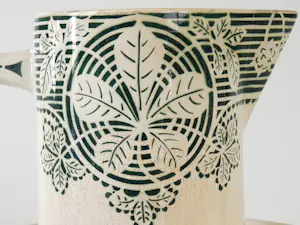 Keramiekfabriek Nimy - ntiek Art Deco lampetstel Nimy – Groen kastanjeblad decor – Jaren 20/30". kopen? Bied vanaf 35!