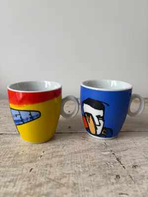 Herman Brood - 4 porseleinen kopjes kopen? Bied vanaf 35!