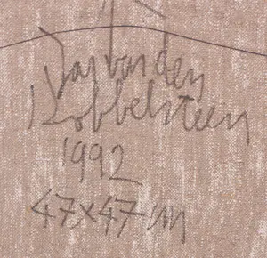 Jan van den Dobbelsteen - Olieverf op doek, Abstracte compositie in geel, oranje en groen - Ingelijst kopen? Bied vanaf 150!