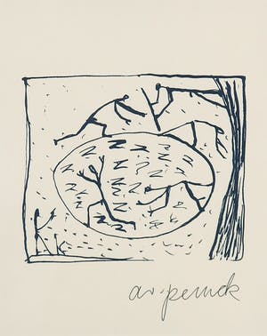 A.R. Penck - Zeldzame handgesigneerde litho, Zonder titel - Ingelijst kopen? Bied vanaf 1!