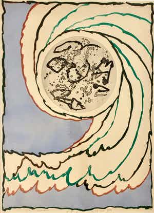 Pierre Alechinsky - kleurenlitho/ets aquatint - 'Boréalité' - 1976 verkocht voor € 950!