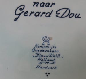 Curiosa - Groot Delftsblauw platelen wandbord "Rembrandts moeder" naar Gerard Dou kopen? Bied vanaf 1!
