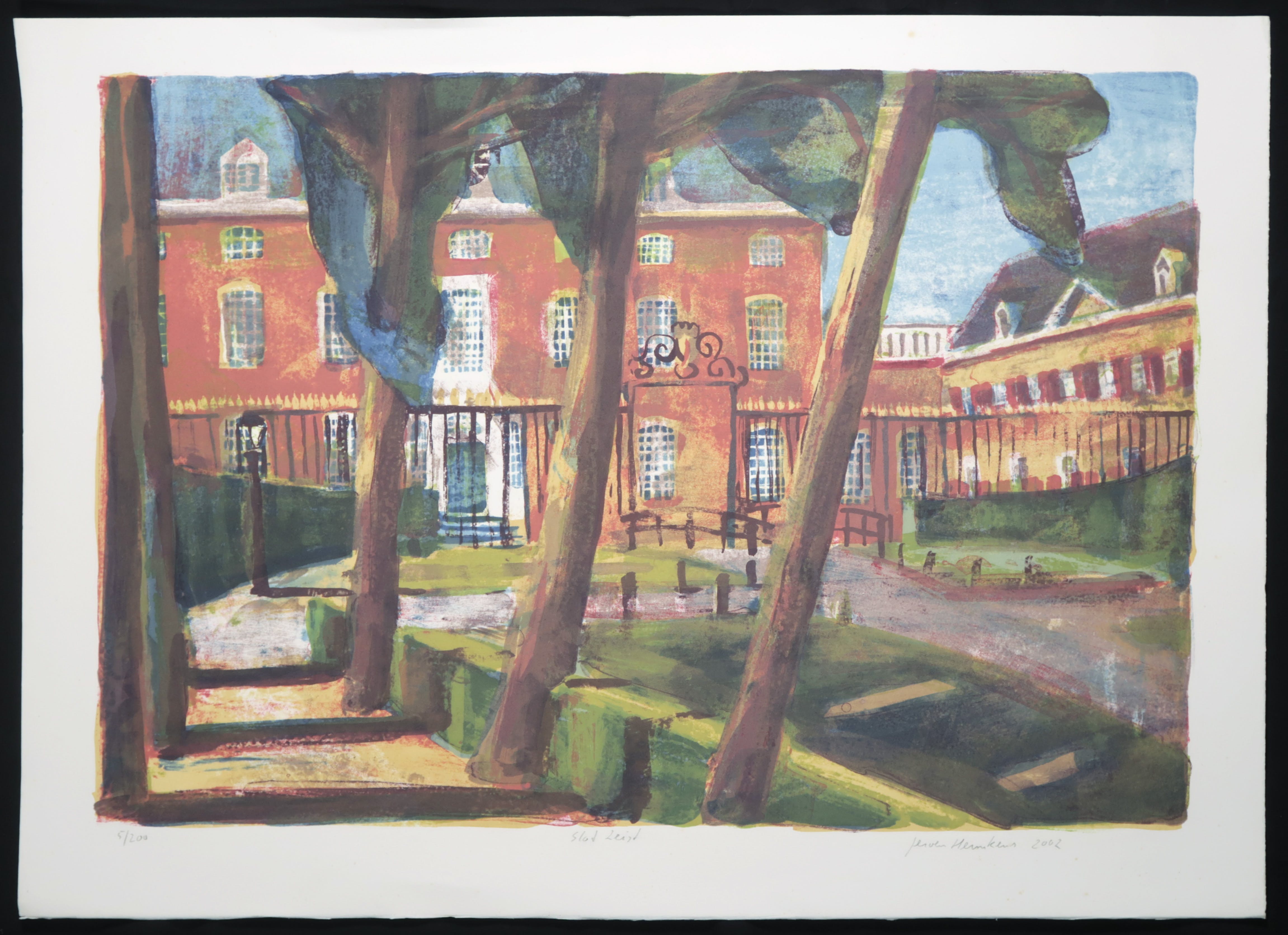 Jeroen Hermkens - Kleurenlitho, Slot Zeist, Gesigneerd kopen? Bied vanaf 60!