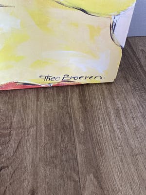 Theo Broeren - Glicée met acryl op doek ‘Terrasje pikken’ (GROOT) kopen? Bied vanaf 100!