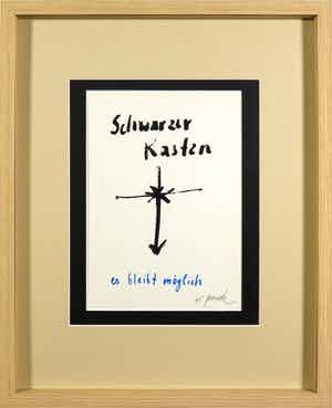 A.R. Penck - Zeldzame, handgesigneerde litho, Schwarzer Kasten - Ingelijst verkocht voor € 1!
