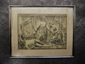Niet of onleesbaar gesigneerd - Fraaie 19e eeuwse Bijbelse scene "judith en Holofernes" gesigneerd kopen? Bied vanaf 1!