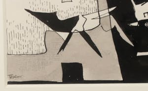 Henri Titselaar - Ikttekening, Abstracte compositie - Ingelijst + boek kopen? Bied vanaf 1!