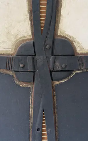 Jaap Wagemaker - gemengde techniek op jute | 'Verticale beweging' | 1969 kopen? Bied vanaf 5000!