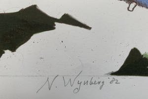 Nicolaas Wijnberg - kleurenlitho - 'Boers tafereel met badkuip' - 1982 kopen? Bied vanaf 70!