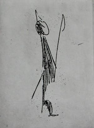 Willem Hussem - Abstracte compositie, droge naald ets - 1982 kopen? Bied vanaf 50!