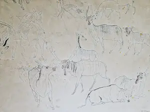 Tonny Kristians - Grote realistische INKT tekening "hert-achtigen" - 1924 - gesign kopen? Bied vanaf 60!