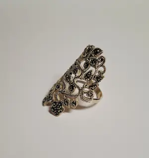 Vintage handgemaakte echte Zwitserse marcasiet setting 925  zilveren  ring kopen? Bied vanaf 75!