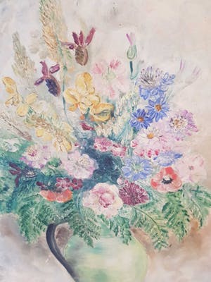 Lydia Radda - Vase vert aux fleurs kopen? Bied vanaf 100!