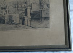 Frans IJserinkhuijsen - Ingelijste ets, “Overtoomse Sluis, Amsterdam” - 1945 kopen? Bied vanaf 35!