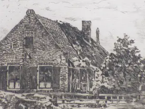 Willem de Zwart - Huis met telegraafpaal - Ets kopen? Bied vanaf 50!