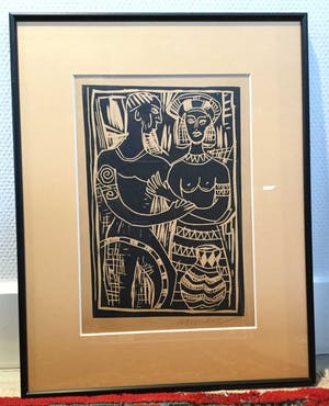 Niet of onleesbaar gesigneerd - C3687-4 - Portret van Afrikaanse man en vrouw kopen? Bied vanaf 1!