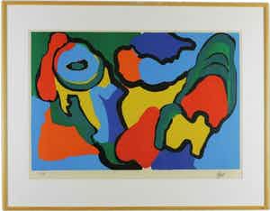 Karel Appel - Sunny Parrot in Landscape (grote zeldzame litho, e/a) verkocht voor € 1250!