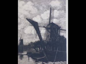 Adrianus Johannes Grootens - Molens aan het water - Ets kopen? Bied vanaf 35!