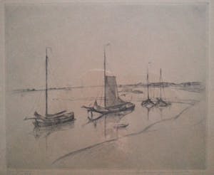 Antoon Derkzen van Angeren - Droge naald ets - Zeilschepen - Handgesigneerd - 1946 kopen? Bied vanaf 20!