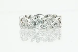 32- Exclusieve Art Nouveau stijl 18 krt witgoud & diamant 0.55ct alliance ring kopen? Bied vanaf 460!