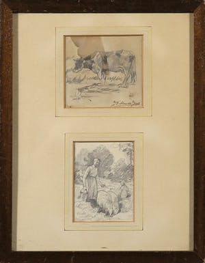 Jacobus Frederik Sterre de Jong - Potloodtekening, Twee tekeningen - Ingelijst kopen? Bied vanaf 20!