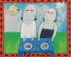 Wouter Stips - Zeefdruk, Le pique nique - Ingelijst kopen? Bied vanaf 50!