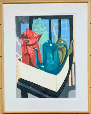 Vincent van Ojen - Stilleven met ketels en met lijst! vendu pour 145€ !