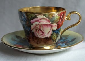 Curiosa - Bloementheekopje + schoteltje - Aynsley China Ltd. , ontwerp J.A. Bailey kopen? Bied vanaf 1!