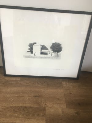 Metten Koornstra - Twee mannetjes met hoed in landschap, litho. kopen? Bied vanaf 50!