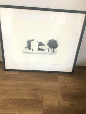 Metten Koornstra - Twee mannetjes met hoed in landschap, litho. verkocht voor € 50!