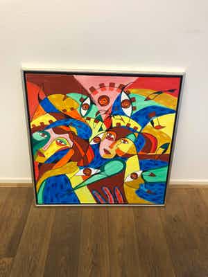 Maartje Wijngaarden - Schilderij met gezichten verkocht voor € 130!