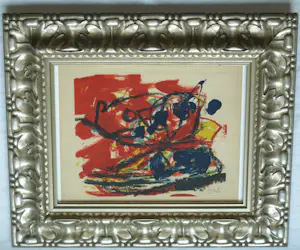 Karel Appel - Kleurenlitho ‘Musique Barbare’ in een barbaarse lijst – 1963 – Lijst, 50 x 60 cm kopen? Bied vanaf 10!