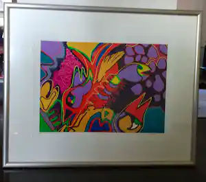 Marianne Naerebout - Grote, zeer kleurrijke zeefdruk verkocht voor € 160!