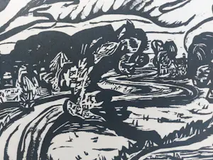 Jan Wiegers - Houtsnede 'Landschap' kopen? Bied vanaf 110!